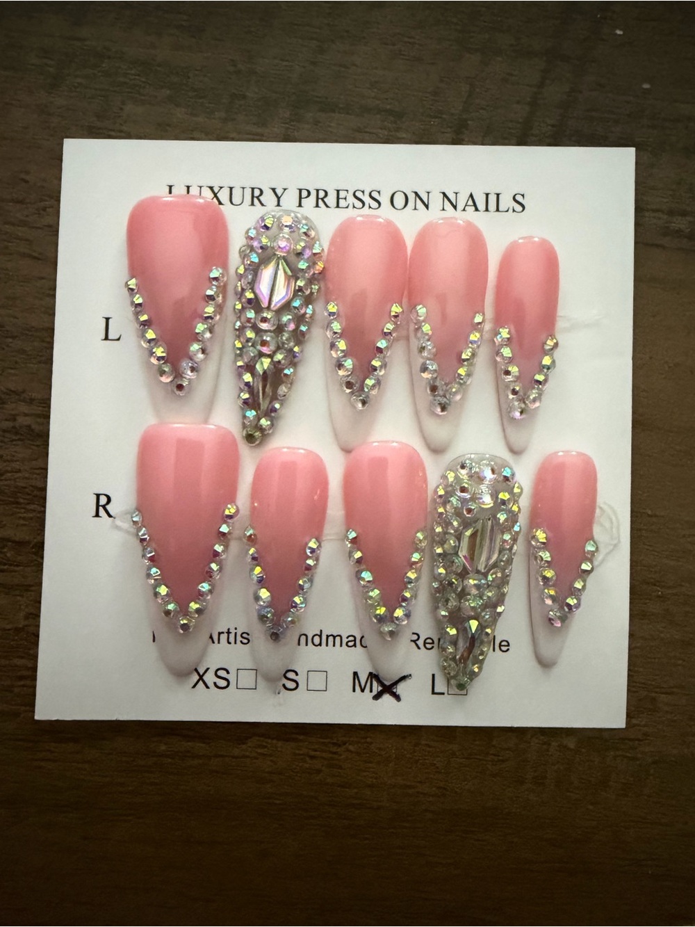 NEW Luxury Pink Crystal Press-On Nail Set by